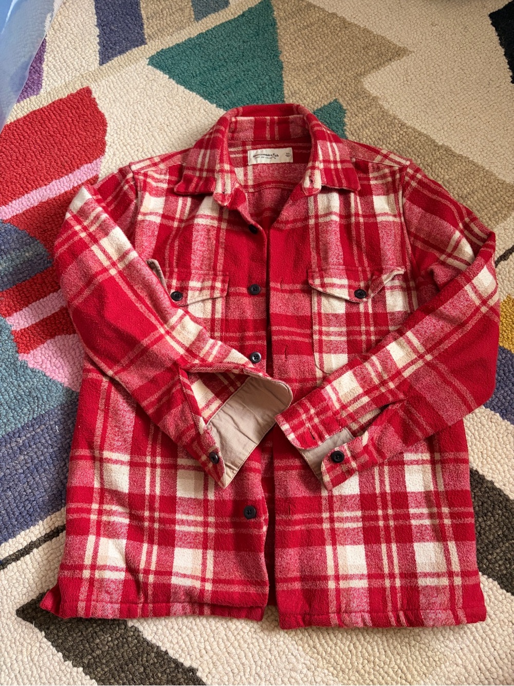Women’s Red Plaid Button-Up Shacket